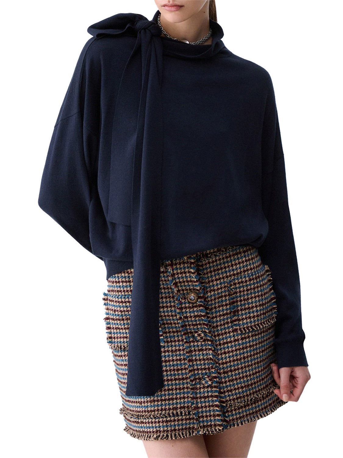 LIU.JO WHITE Maglia In Lana Con Fiocco Liu Jo - Blu Notte Nuit Noir