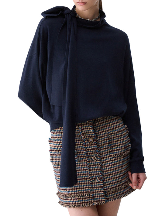 LIU.JO WHITE Maglia In Lana Con Fiocco Liu Jo - Blu Notte Nuit Noir