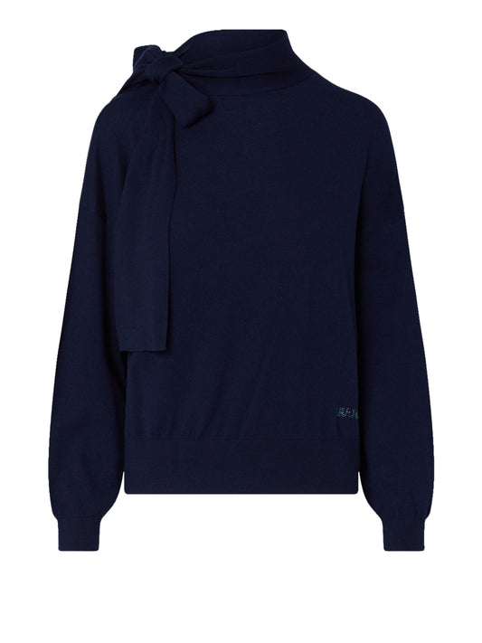 LIU.JO WHITE Maglia In Lana Con Fiocco Liu Jo - Blu Notte Nuit Noir