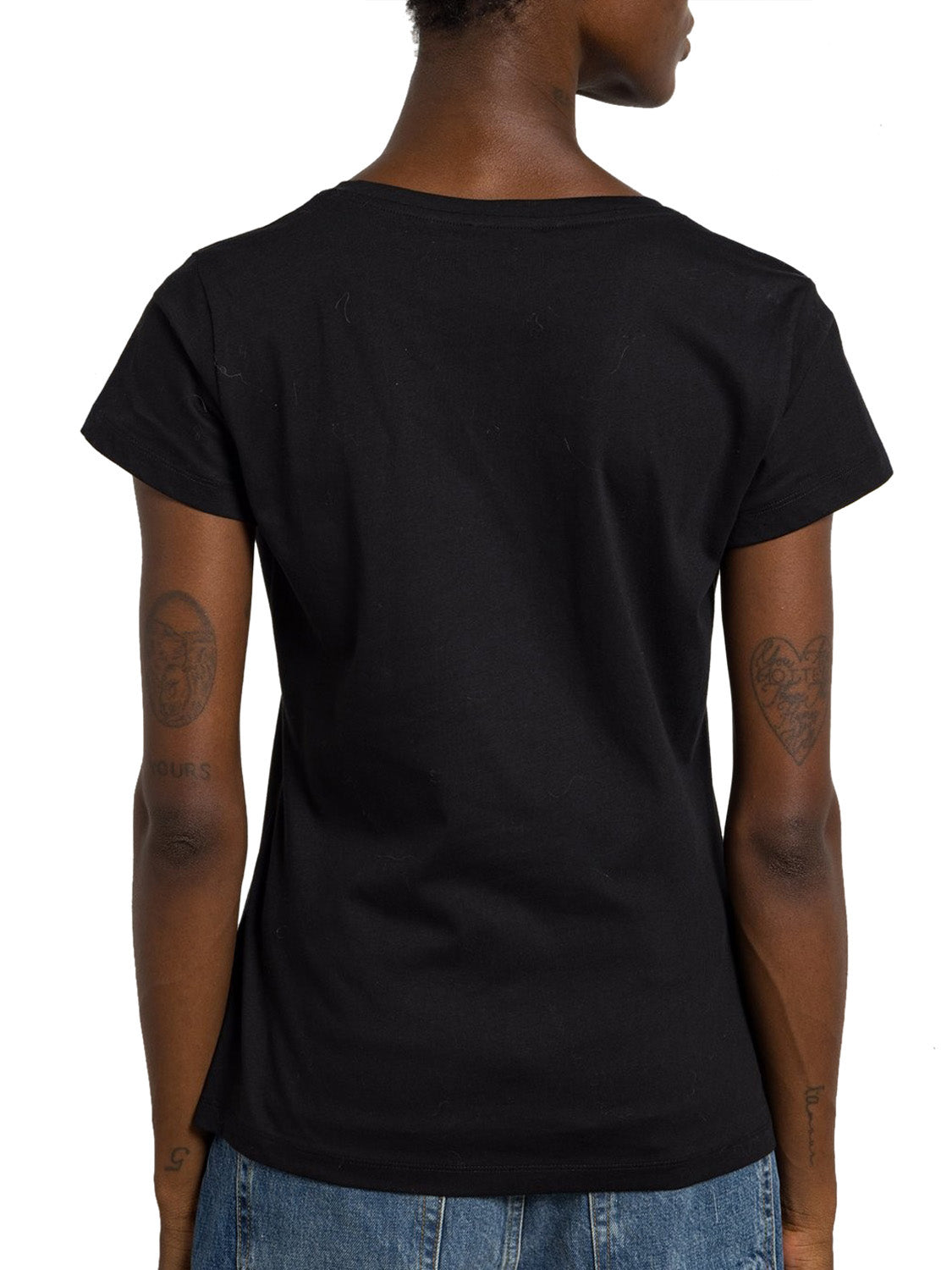 LIU.JO WHITE Liu Jo T-Shirt Strass Frontale Nero Nero Lj Lucky Horns