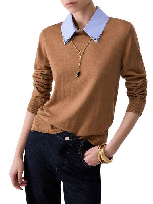 LIU.JO WHITE Maglia Con Dettaglio Popeline Liu Jo - Cocoa/Pop Dusk Cocoa Cr/Pop Dusk Bl