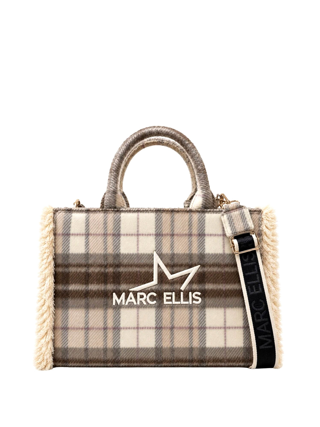 MARC ELLIS Borsa a Mano Buby Plaid L Marc Ellis - Beige Scuro Dark Beige