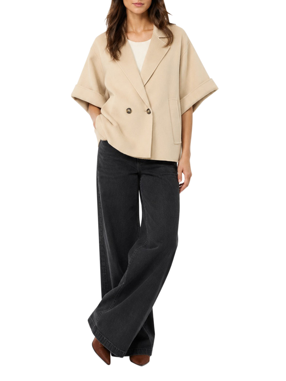 MAXMARA WEEKEND 1USCITA MaxMara Cappotto Corto In Drap Di Lana - Sabbia Sabbia