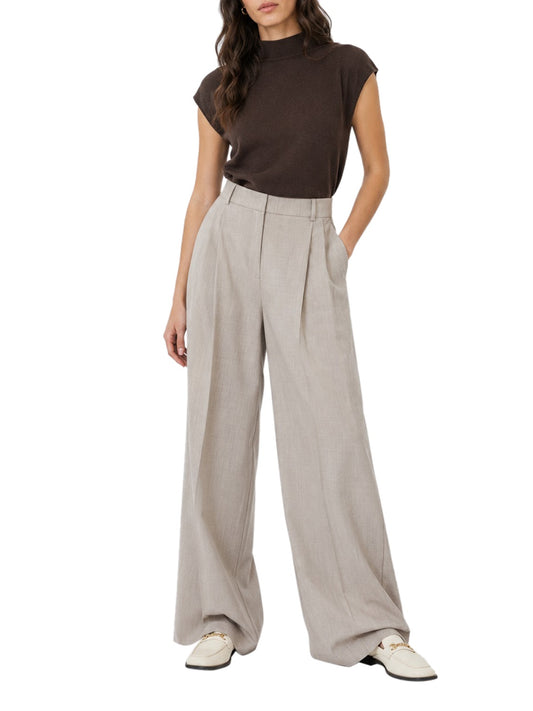 MAXMARA WEEKEND 1USCITA Pantalone MaxMara Wide Leg In Tela Di Lana - Nocciola Nocciola