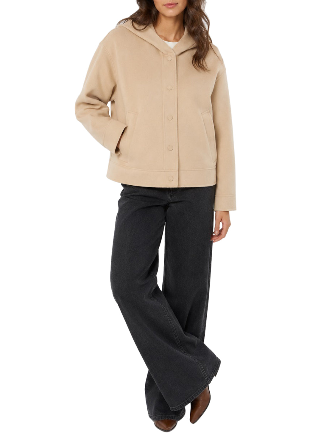 MAXMARA WEEKEND 1USCITA Giacca Con Cappuccio In Doppio Di Lana - Sabbia Sabbia