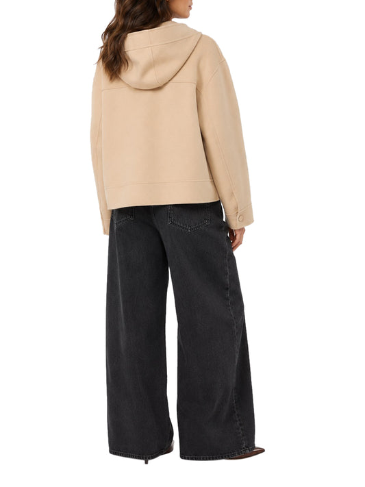 MAXMARA WEEKEND 1USCITA Giacca Con Cappuccio In Doppio Di Lana - Sabbia Sabbia