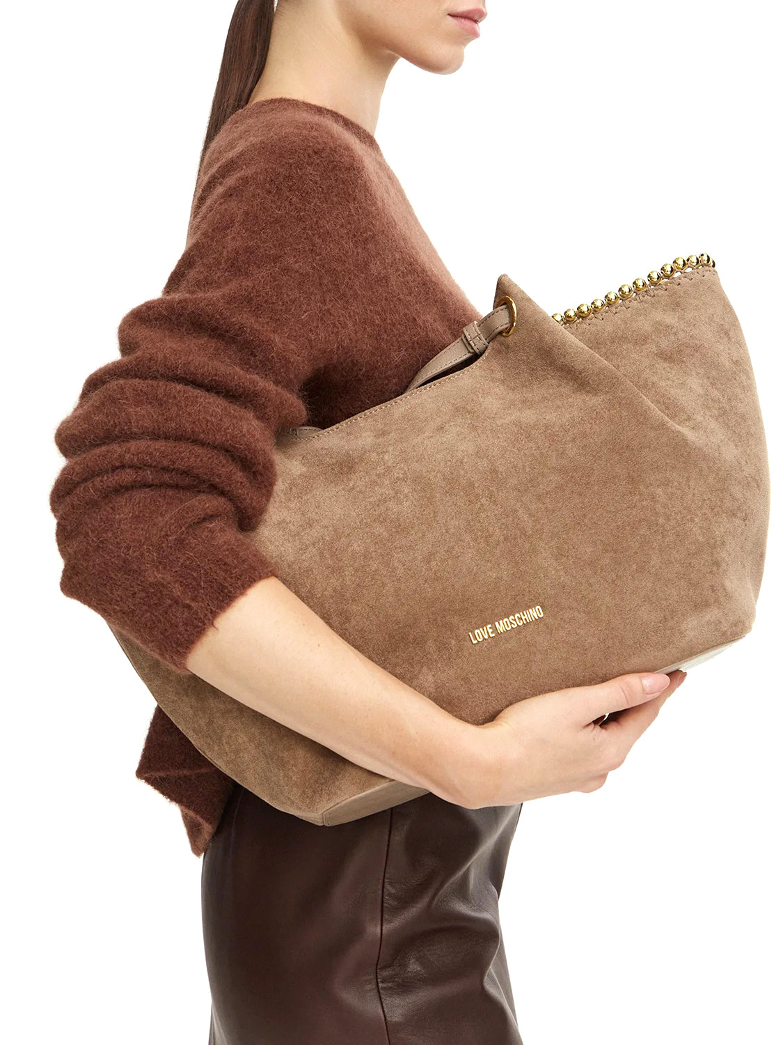 MOSCHINO COLLECTION Moschino Borsa A Mano Logo Frontale Sabbia Sabbia