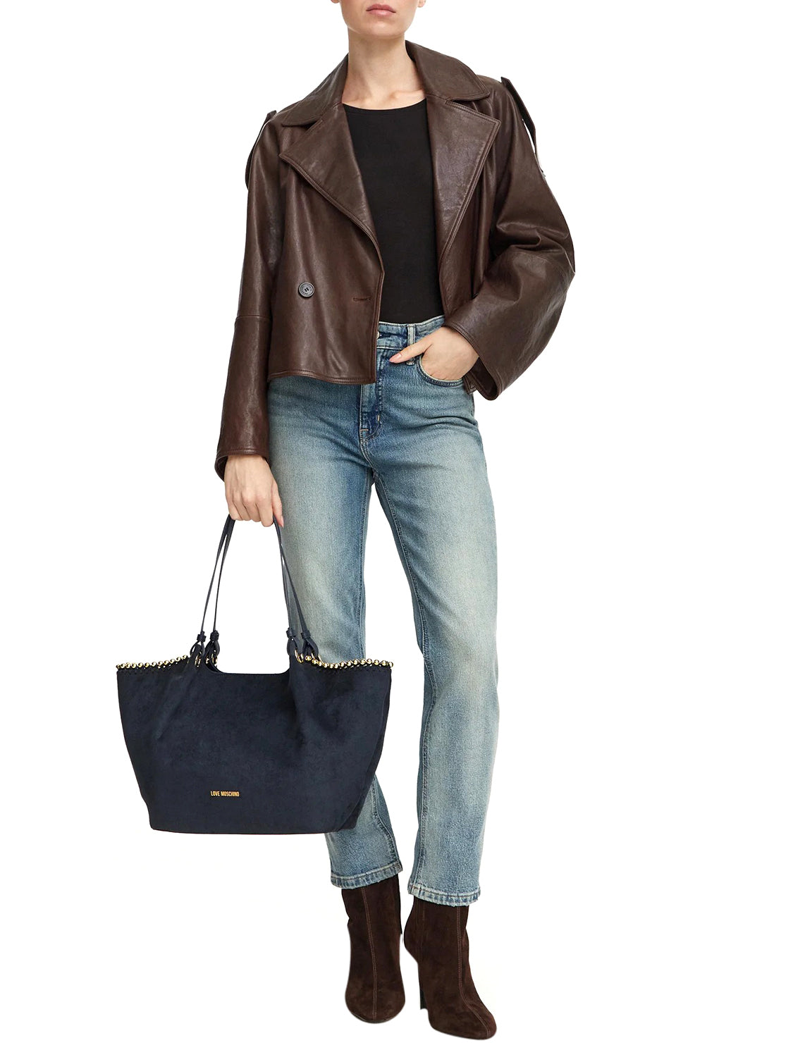 MOSCHINO COLLECTION Moschino Borsa A Mano Logo Frontale Navy NAVY