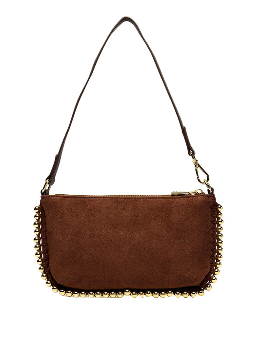 MOSCHINO COLLECTION Borsa Pochette Scamosciata Moschino - Marrone Cioccolato