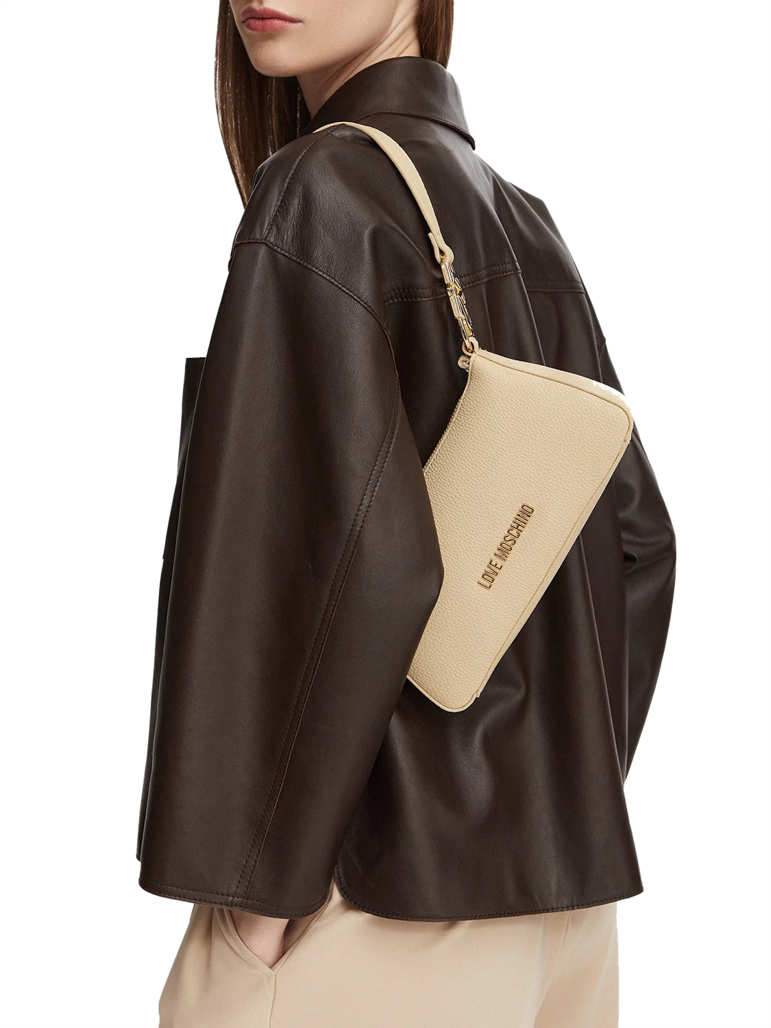 MOSCHINO PRECOLLECTION Moschino Borsa A Tracolla Logo Frontale Burro BURRO