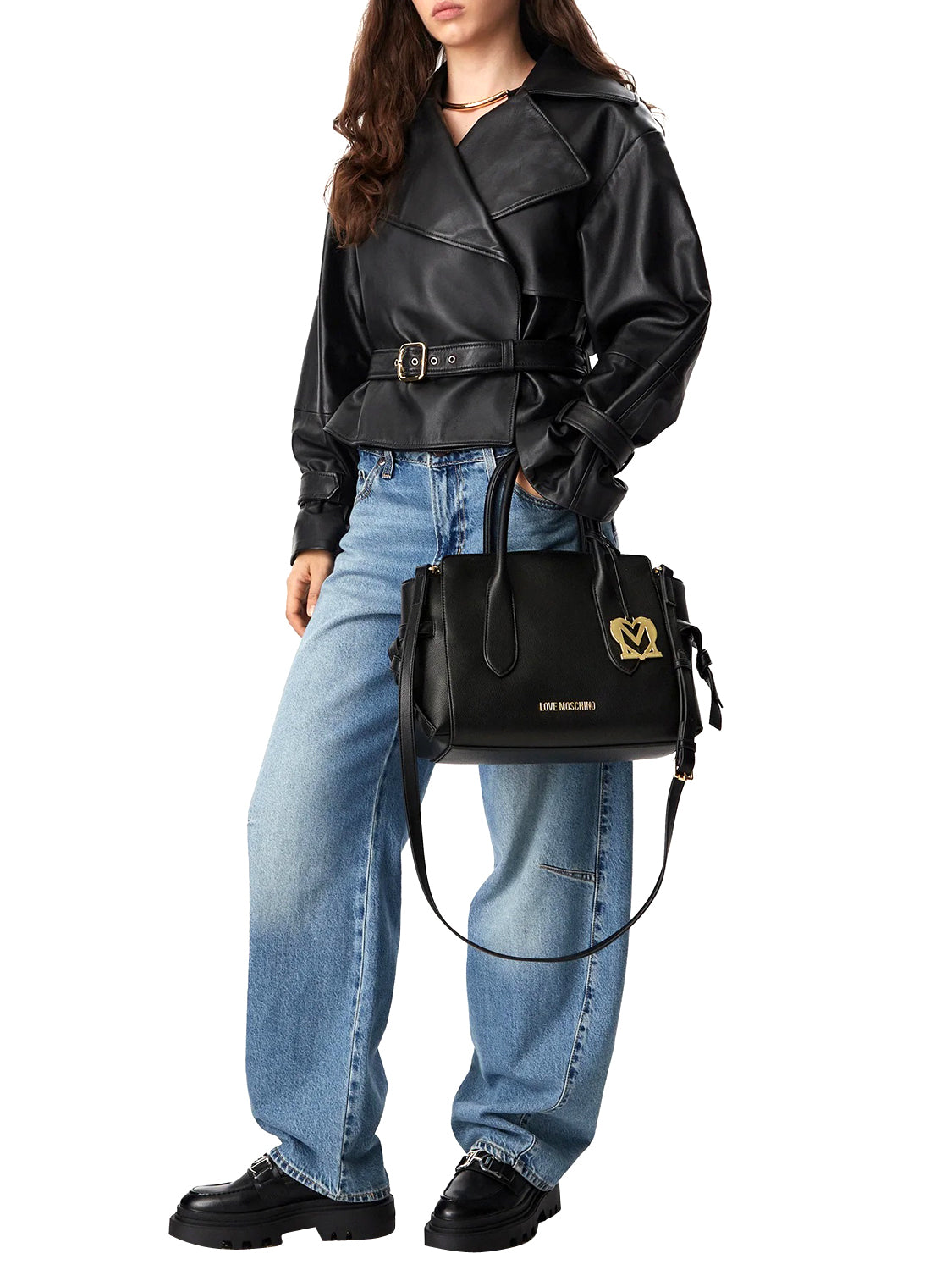 MOSCHINO PRECOLLECTION Moschino Borsa A Mano Logo Frontale Nero Nero