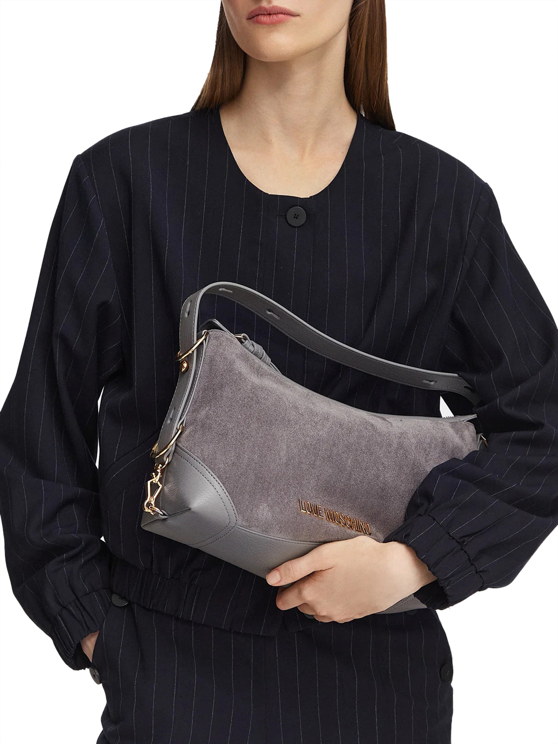 MOSCHINO PRECOLLECTION Moschino Borsa A Mano Logo Frontale Grigio Grigio