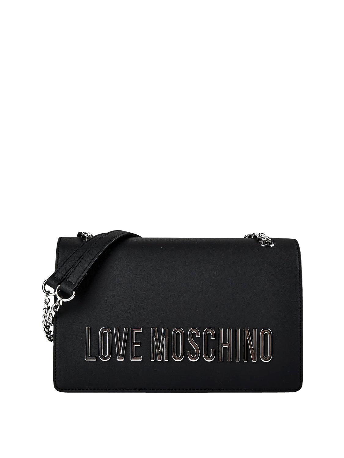 MOSCHINO PRECOLLECTION Moschino Borsa a Tracolla Logo Frontale Nero Nero/Nickel