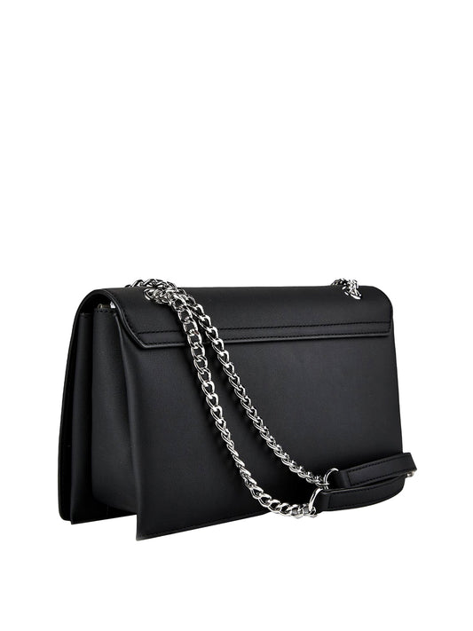 MOSCHINO PRECOLLECTION Moschino Borsa a Tracolla Logo Frontale Nero Nero/Nickel