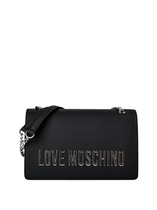 MOSCHINO PRECOLLECTION Moschino Borsa a Tracolla Logo Frontale Nero Nero/Nickel