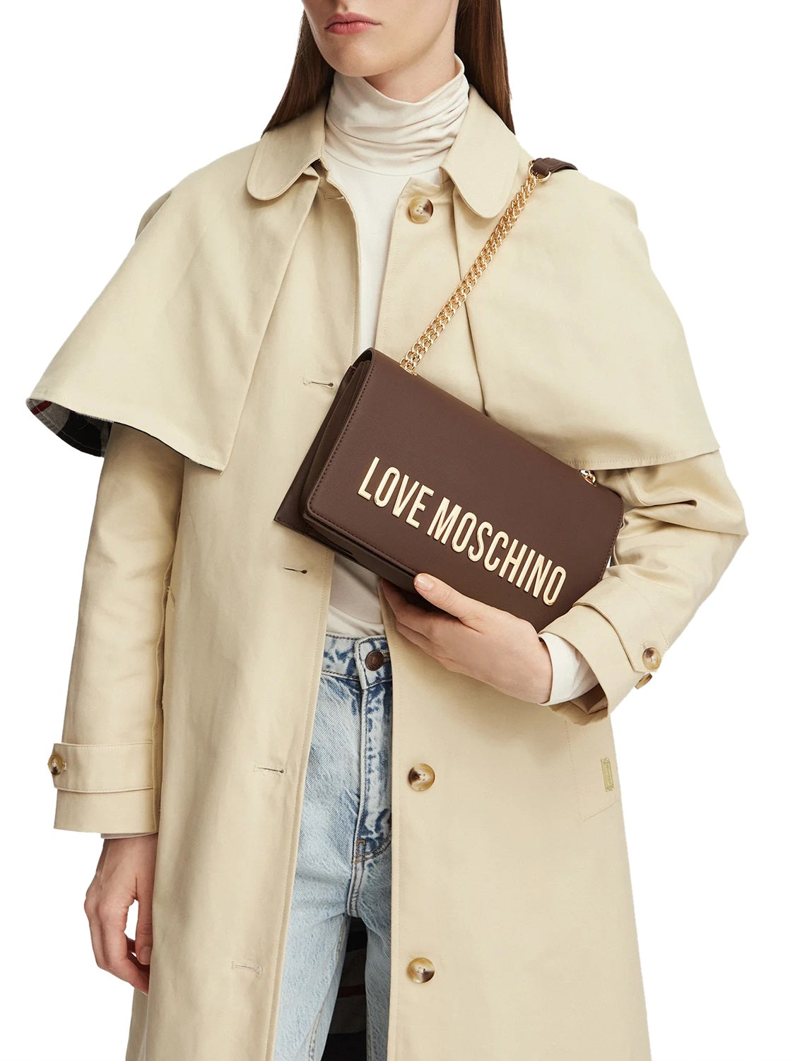 MOSCHINO PRECOLLECTION Moschino Borsa a Tracolla Logo Frontale Marrone Marrone