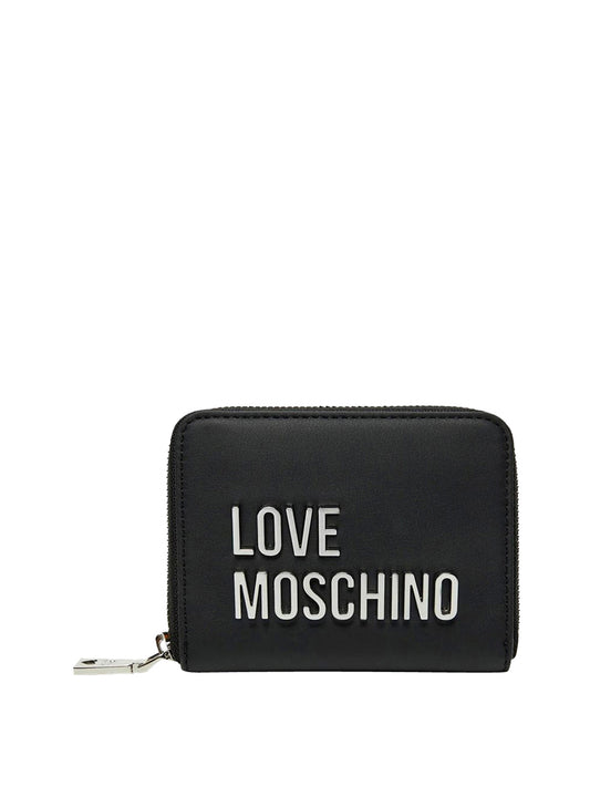 MOSCHINO PRECOLLECTION Moschino Portafoglio Logo Frontale Nero Nero/Nickel