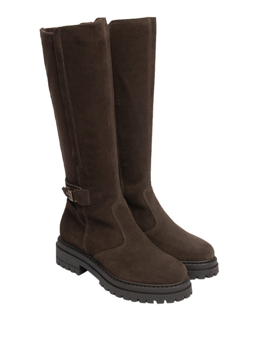 NERO GIARDINI Stivali Donna Nero Giardini in Suede e Materiale Tecnico Testa Di Moro T.Di Moro