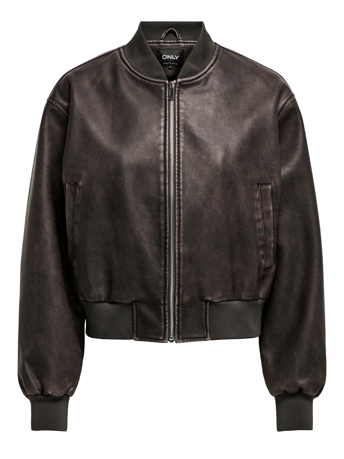 ONLY DROP4 Only Bomber Onljane Faux Leather Washed Marrone BROWN