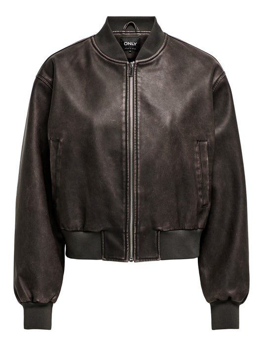 ONLY DROP4 Only Bomber Onljane Faux Leather Washed Marrone BROWN