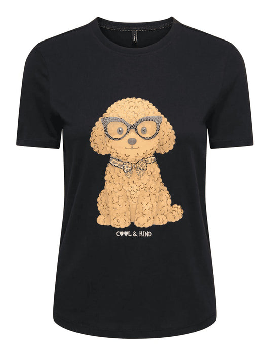 ONLY DROP4 Only T-Shirt Dog Glesses Nero BLACK