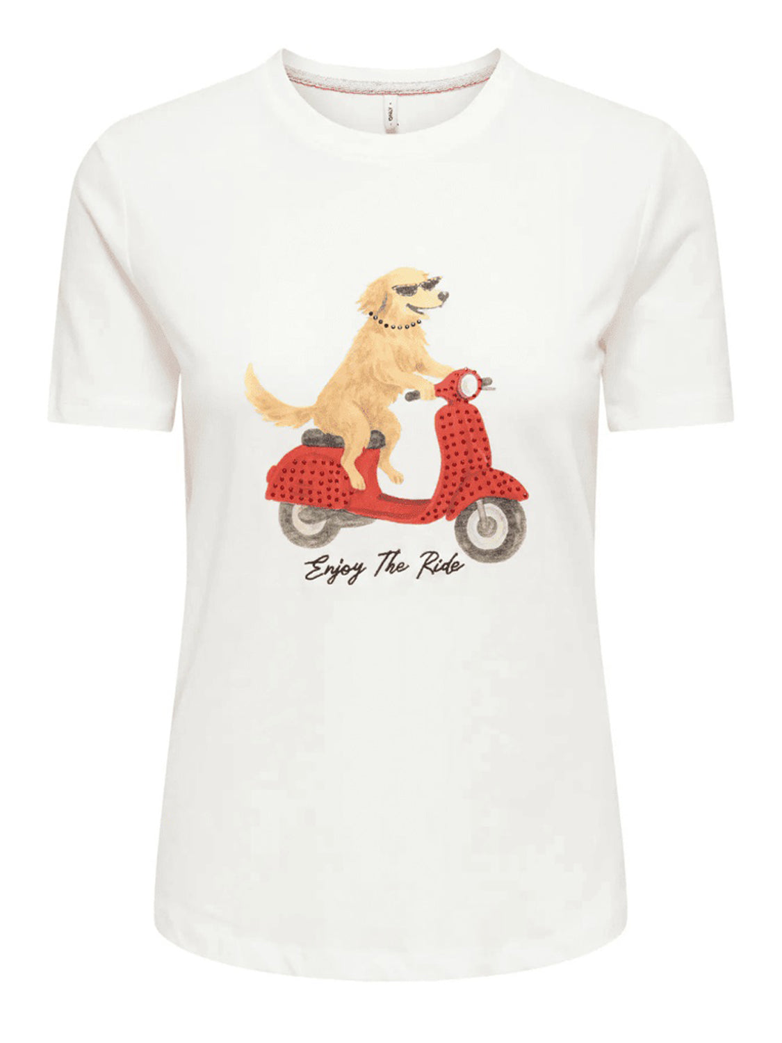 ONLY DROP4 Only T-Shirt Dancer Dog Ride Bianco WHITE