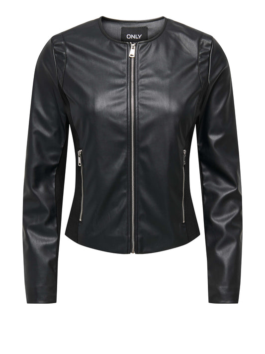 ONLY DROP4 Only Giubbino Onlbitten Mix Faux Leather - Nero BLACK