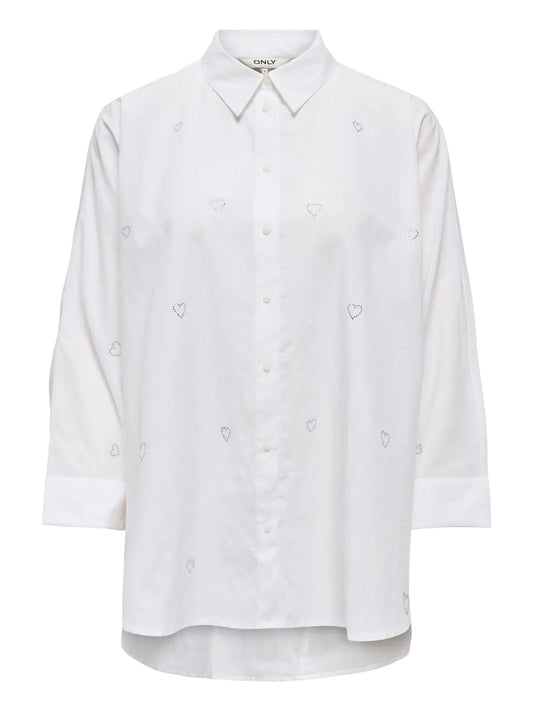 ONLY DROP4 Camicia Only New Sarah Grace Heart Bianco WHITE