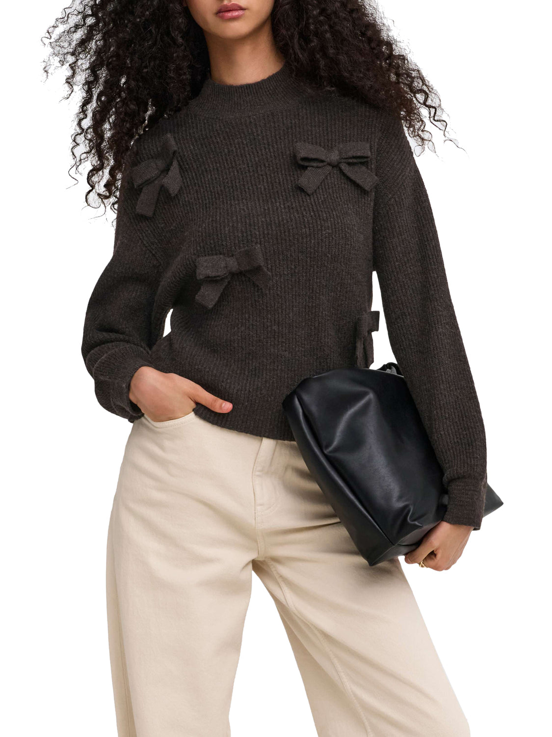 Only Maglione Onllisa Ls Bow Only Marrone BROWN