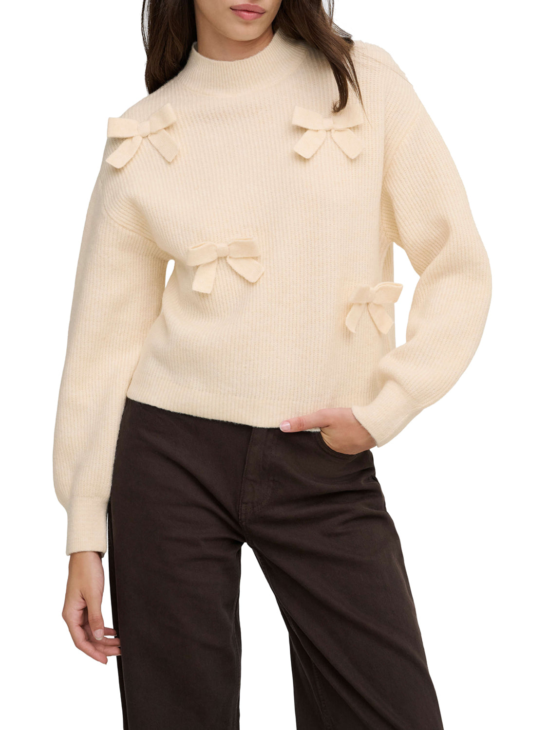 Only Only Maglione Onllisa Ls Bow Knt Noos Ecru Ecru