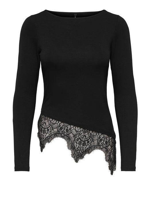 ONLY DROP5 Only Maglia Onllaila Lace Mix Top Jrs Noos - Nero BLACK