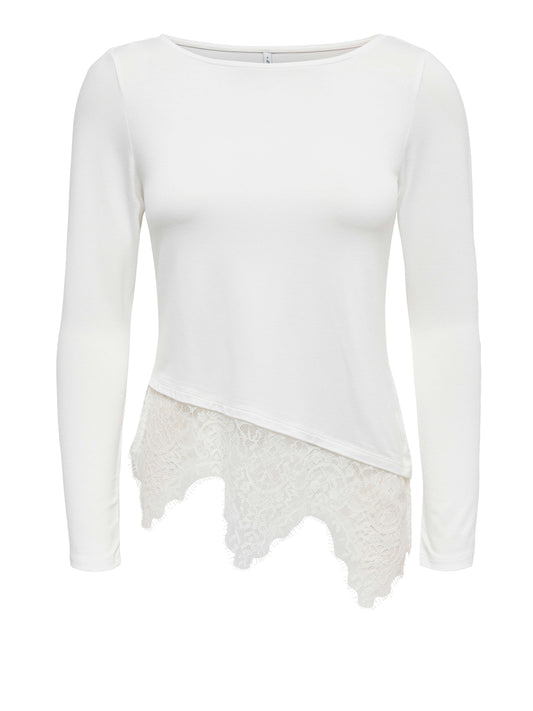 ONLY DROP5 Only Maglia Onllaila Lace Mix Top Jrs Noos - Bianco WHITE