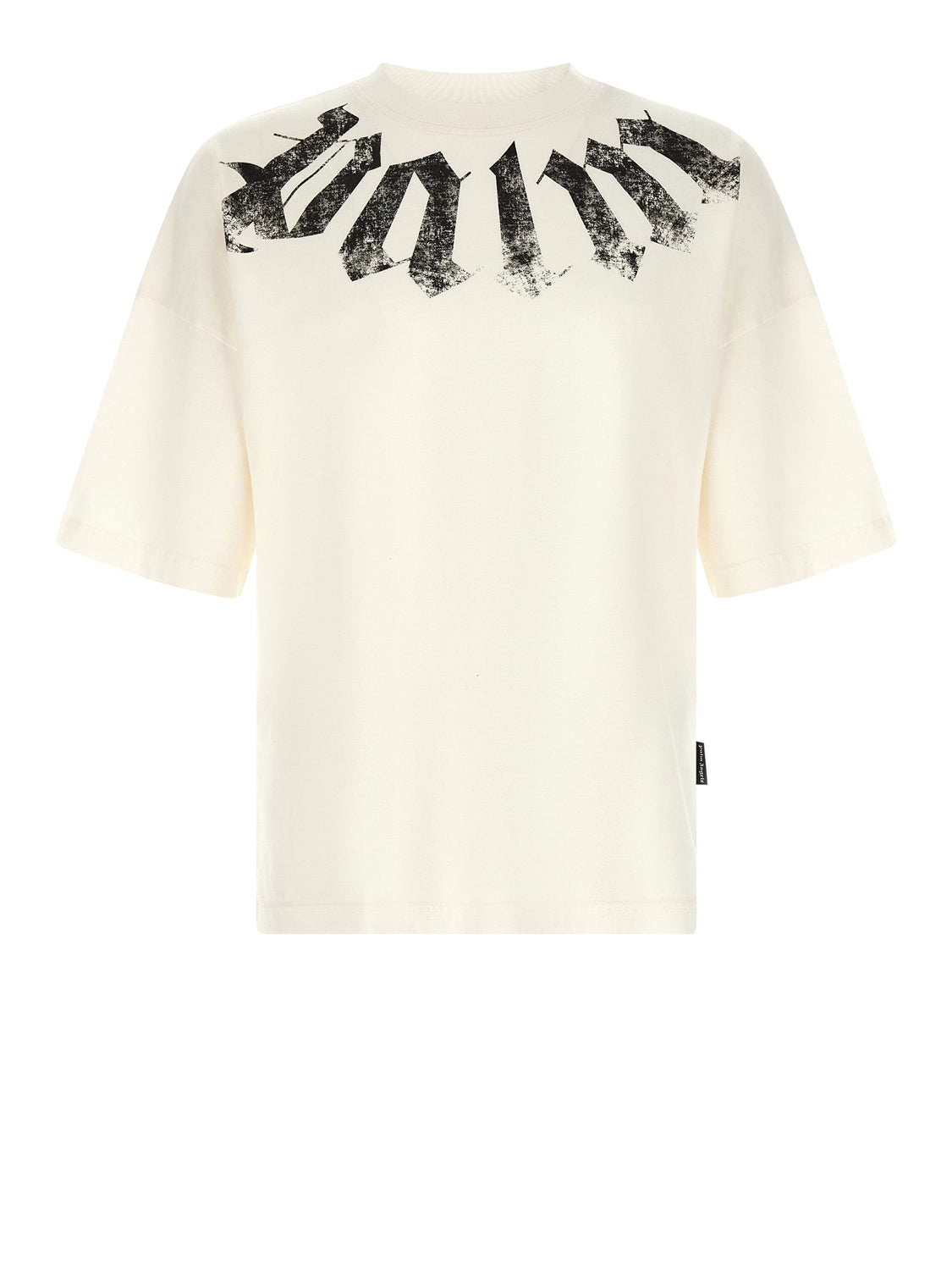 PALM ANGELS T-Shirt Big Neck Logo Loose Tee Bianco Off White - Black