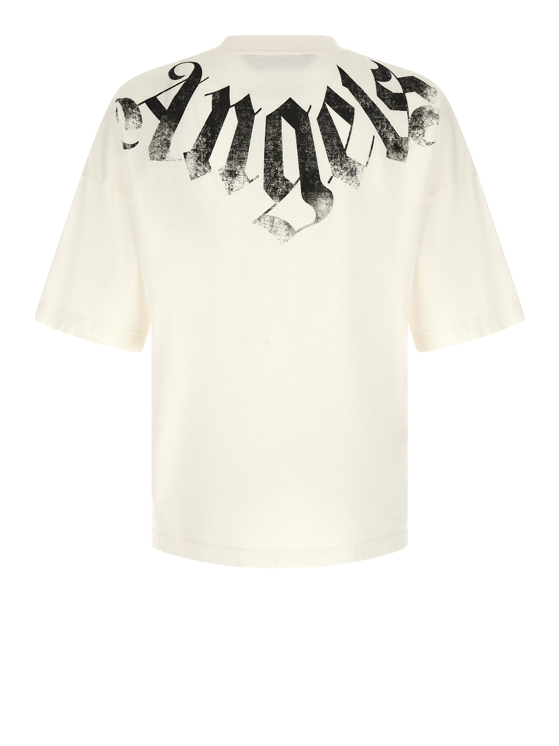 PALM ANGELS T-Shirt Big Neck Logo Loose Tee Bianco Off White - Black