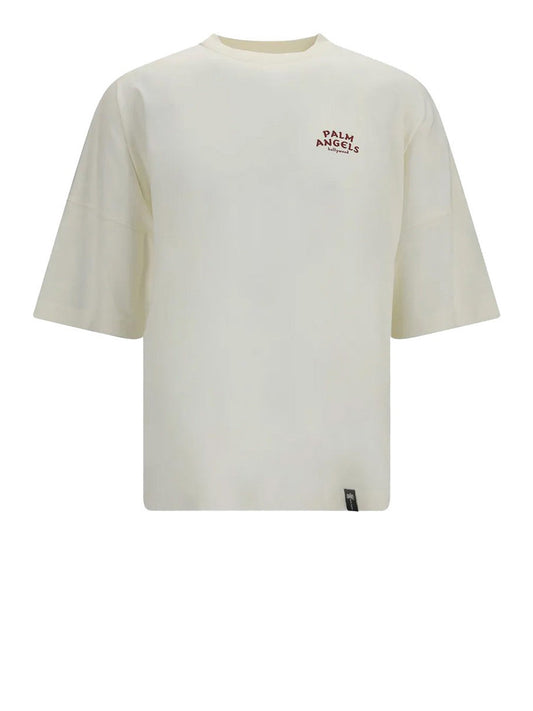 PALM ANGELS T-Shirt Stampa Palm Drift Back Over Tee Bianco Off White - Red