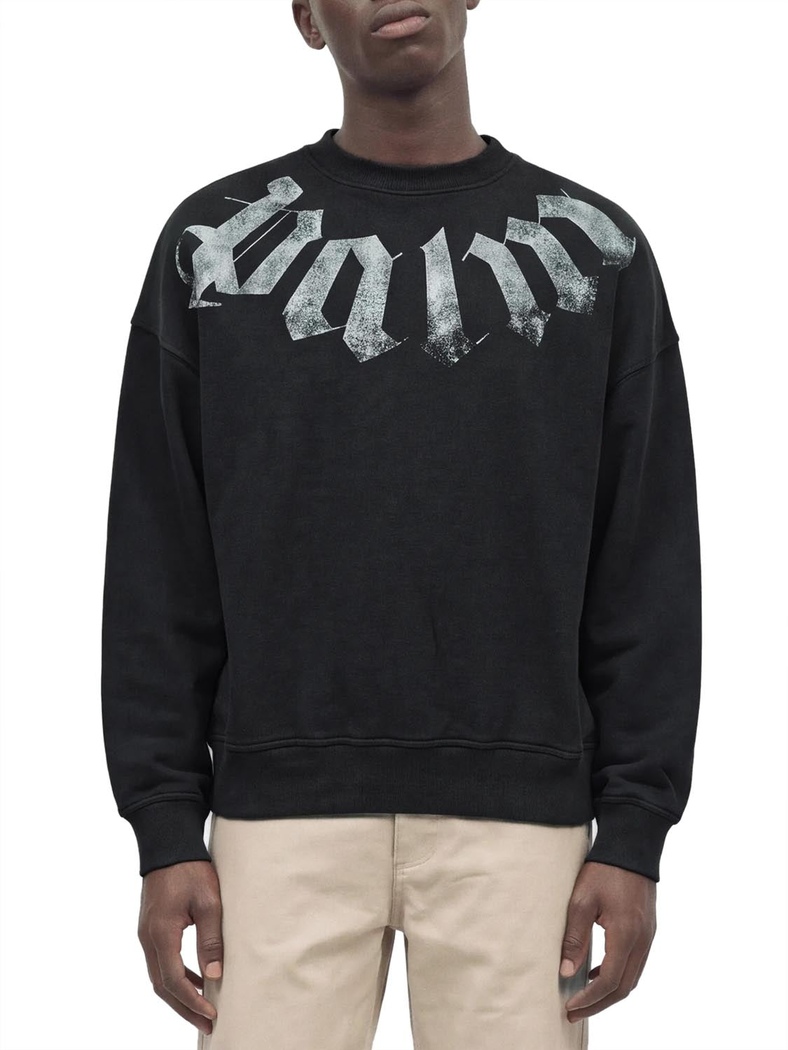 PALM ANGELS Felpa Girocollo Big Neck Logo Loose Crew Palm Angels - Nero/Bianco Black - Off White