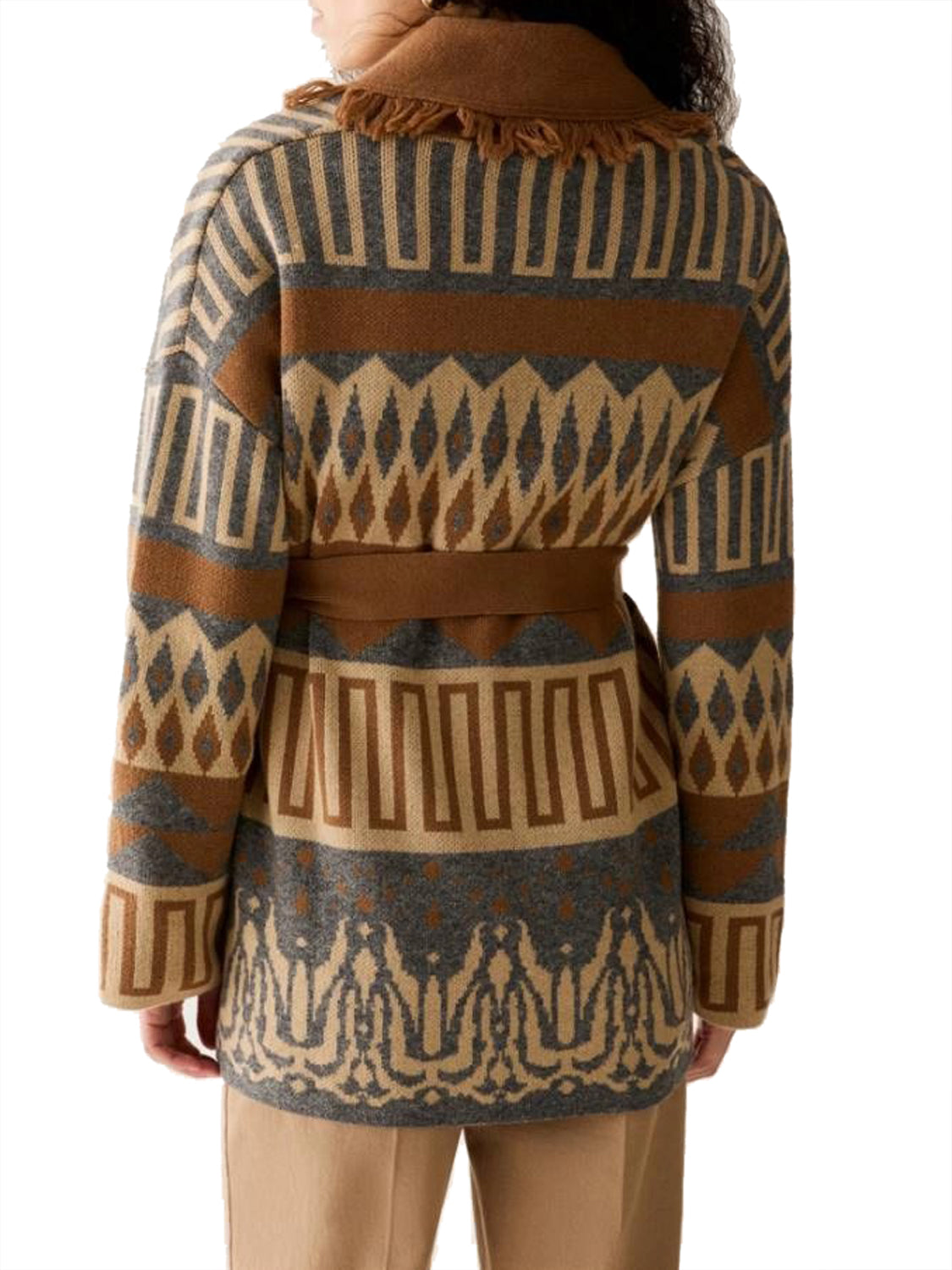 PENNY BLACK BLACK Cardigan Penny Black Jacquard Con Frange - Tabacco Tabacco