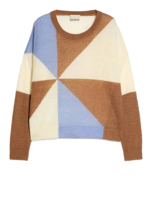 PENNY BLACK BLACK Maglia Penny Black A Intarsio In Mohair Blend Azzurro Azzurro