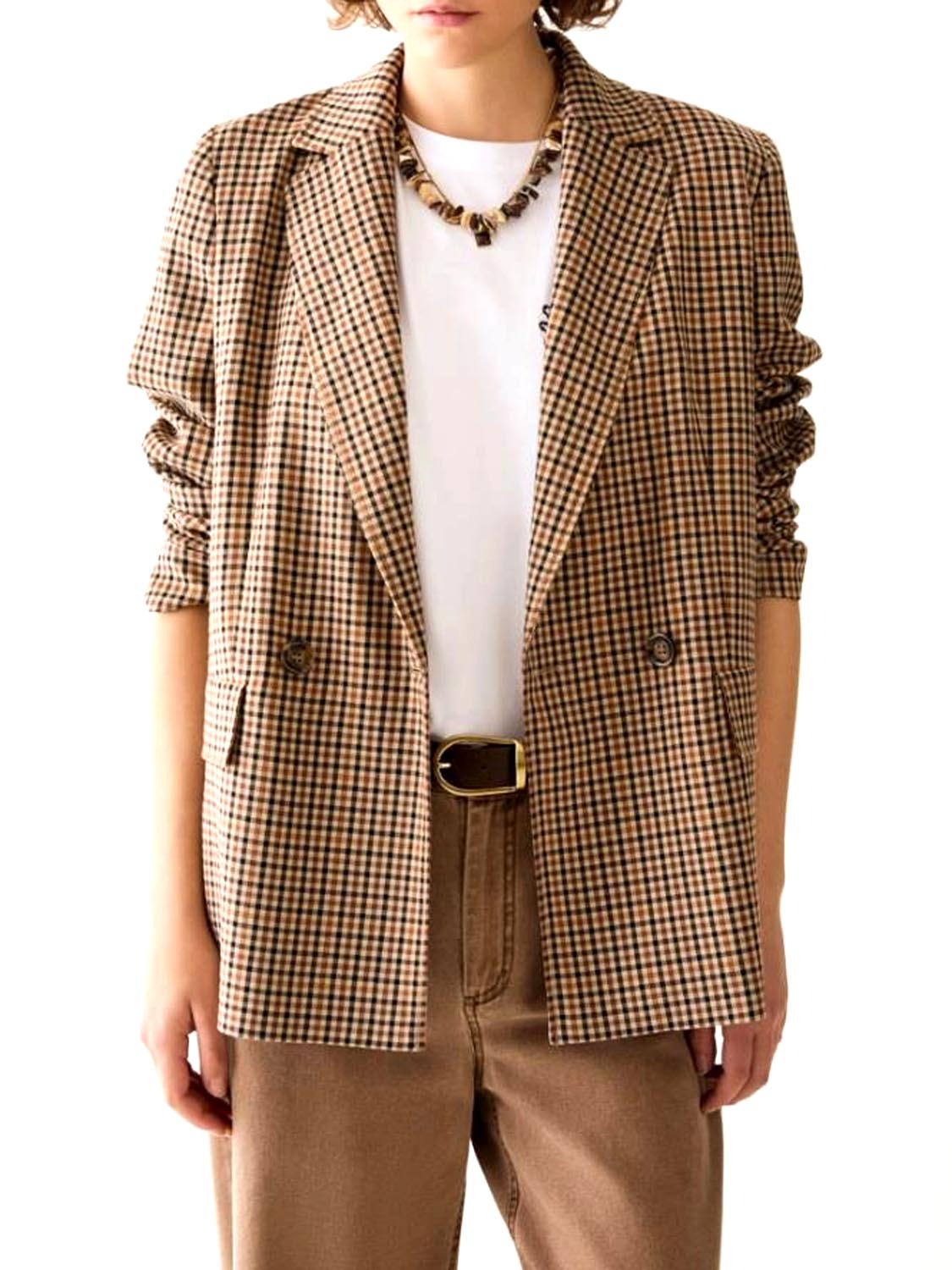 PENNY BLACK BLACK Blazer Penny Black A Disegno Vichy Cammello Cammello