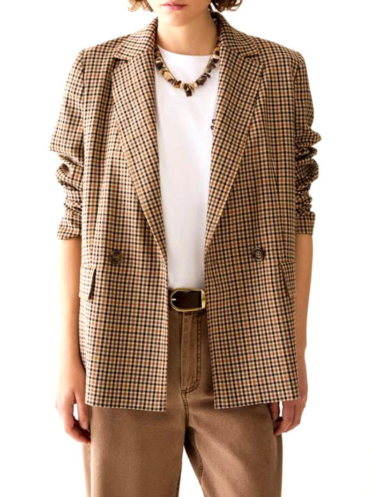 PENNY BLACK BLACK Blazer Penny Black A Disegno Vichy Cammello Cammello
