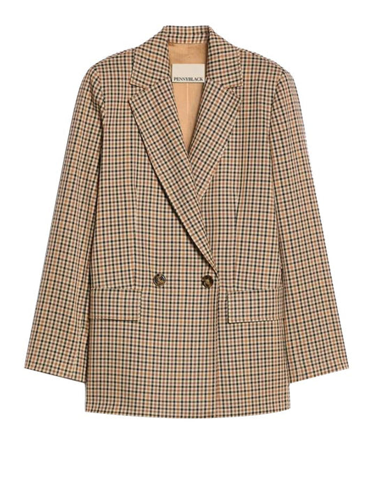 PENNY BLACK BLACK Blazer Penny Black A Disegno Vichy Cammello Cammello