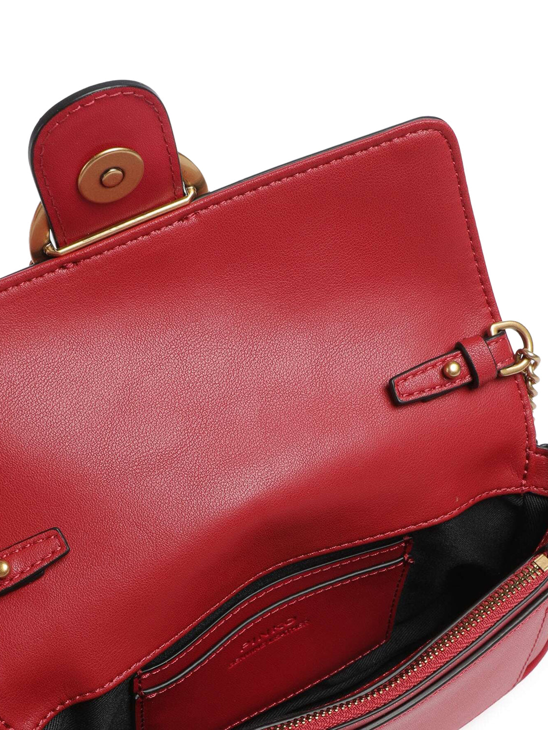 PINKO Pinko Borsa A Tracolla Love One Pocket C Vitello Seta - Rosso Rosso-Antique Gold