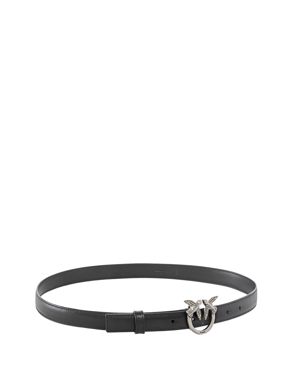 PINKO Pinko Cintura Love Berry H2 Belt.Low Vitello Nero Nero-Old Silver