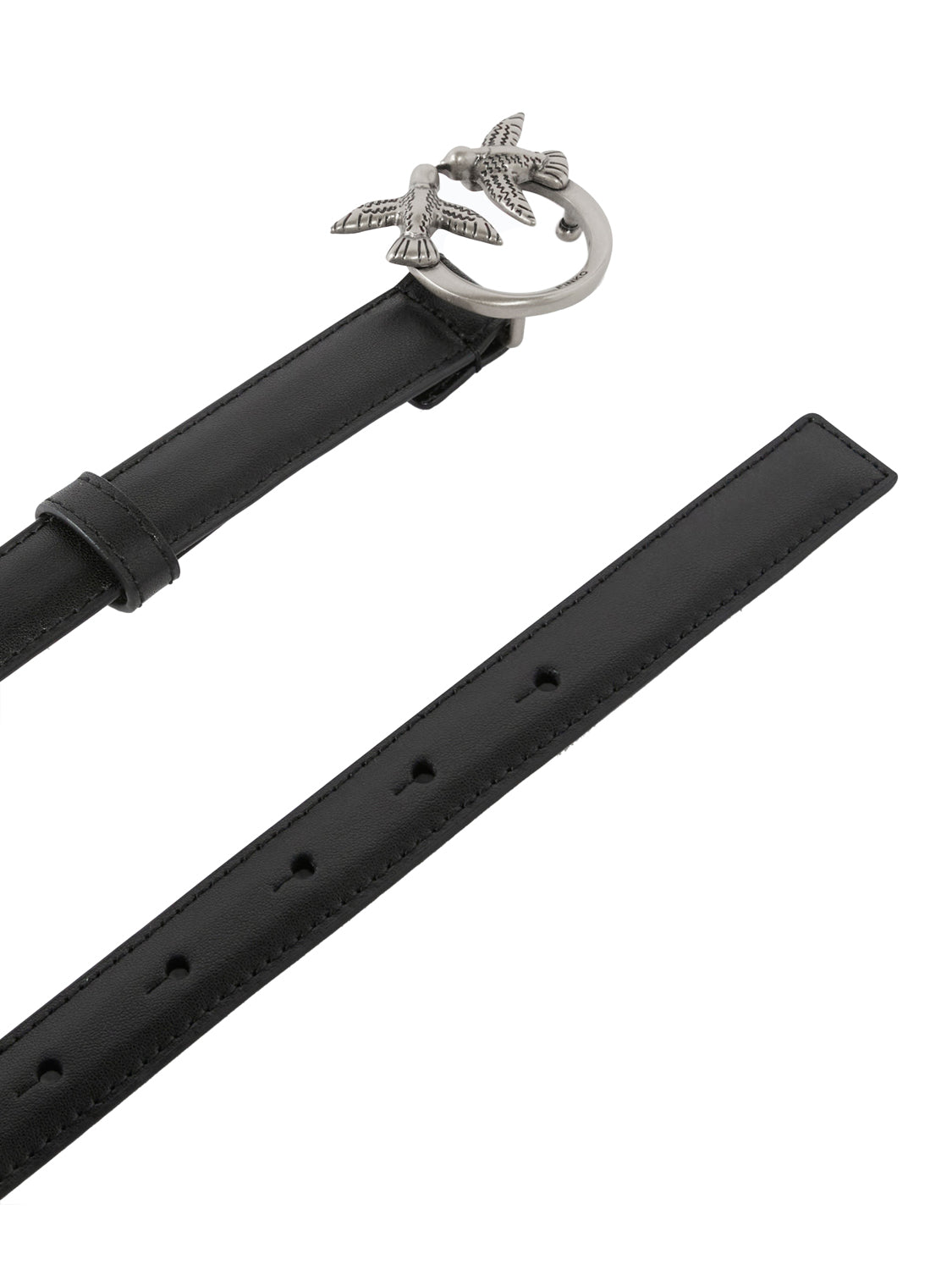 PINKO Pinko Cintura Love Berry H2 Belt.Low Vitello Nero Nero-Old Silver