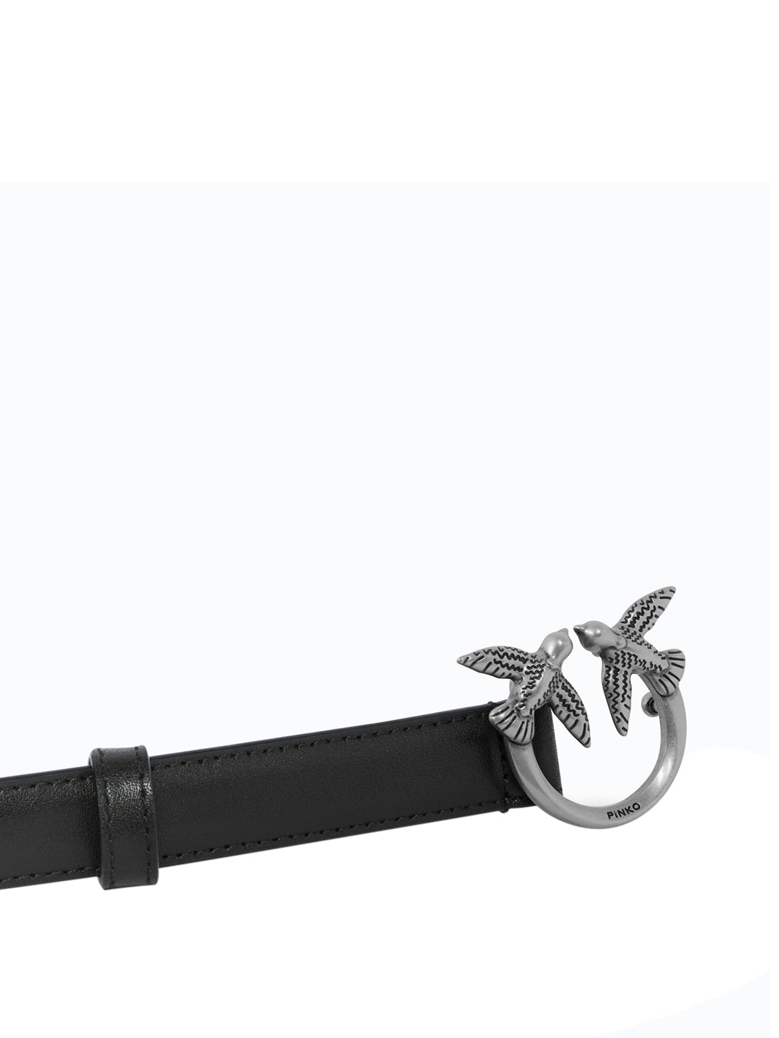 PINKO Pinko Cintura Love Berry H2 Belt.Low Vitello Nero Nero-Old Silver