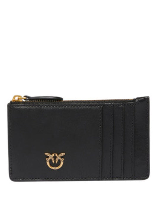 PINKO Porta Carte Pinko Airone Con Zip Nero Oro Nero-Antique Gold