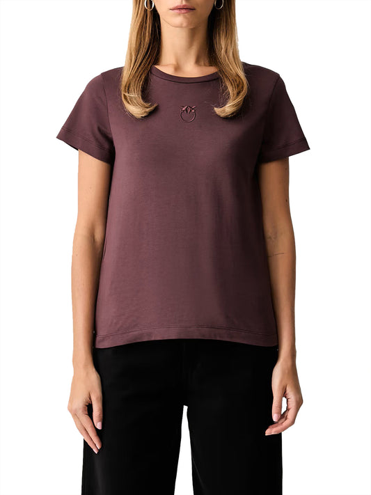 PINKO Bussolotto T-Shirt Pinko Jersey Logo Granata Bordeaux Scuro