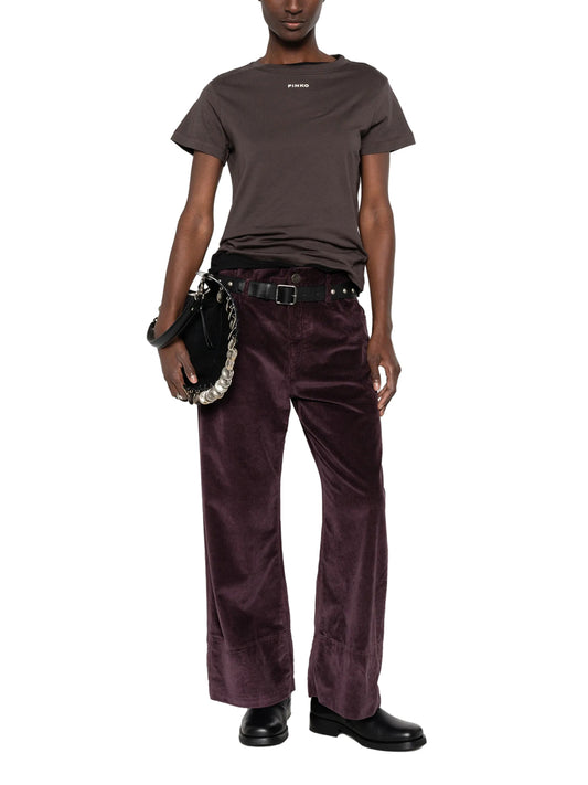 PINKO Pinko T-Shirt Basico Jersey Logo Marrone Marrone Testa Moro