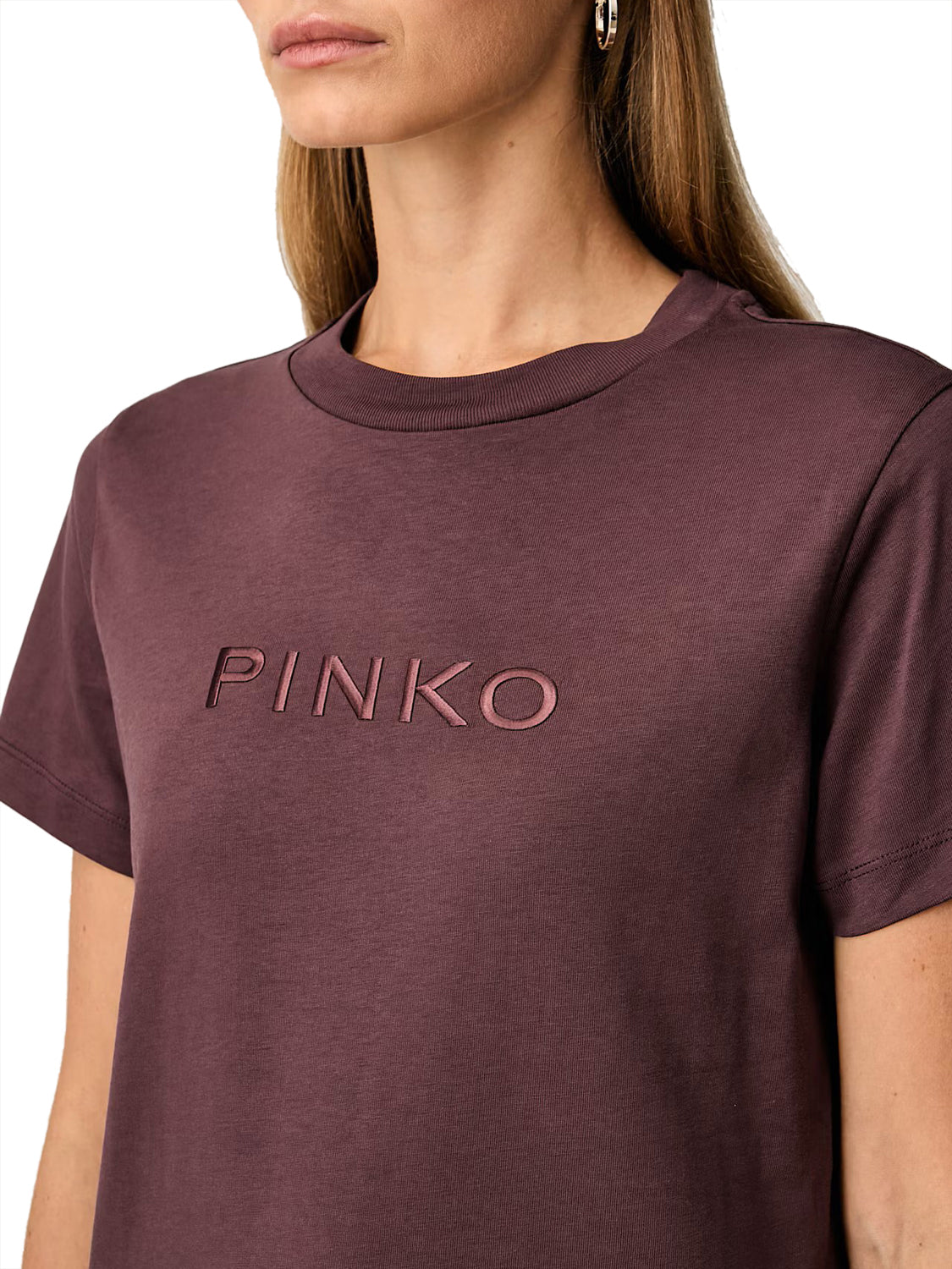 PINKO Pinko Basico T-Shirt Jersey Logo Granada Bordeaux Scuro