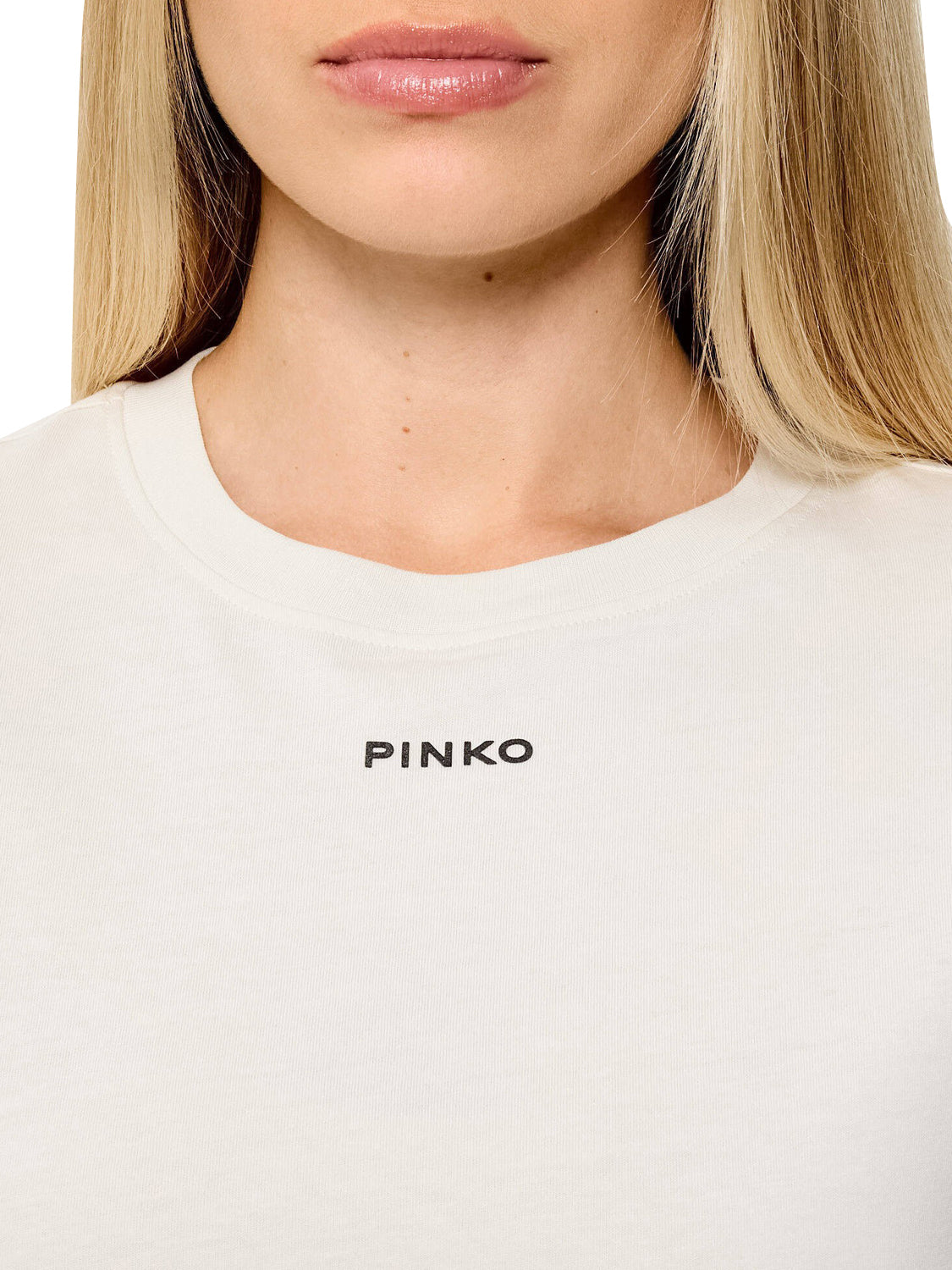 PINKO Pinko T-Shirt Basico Jersey Logo Bianco Grigio Bianco Giglio